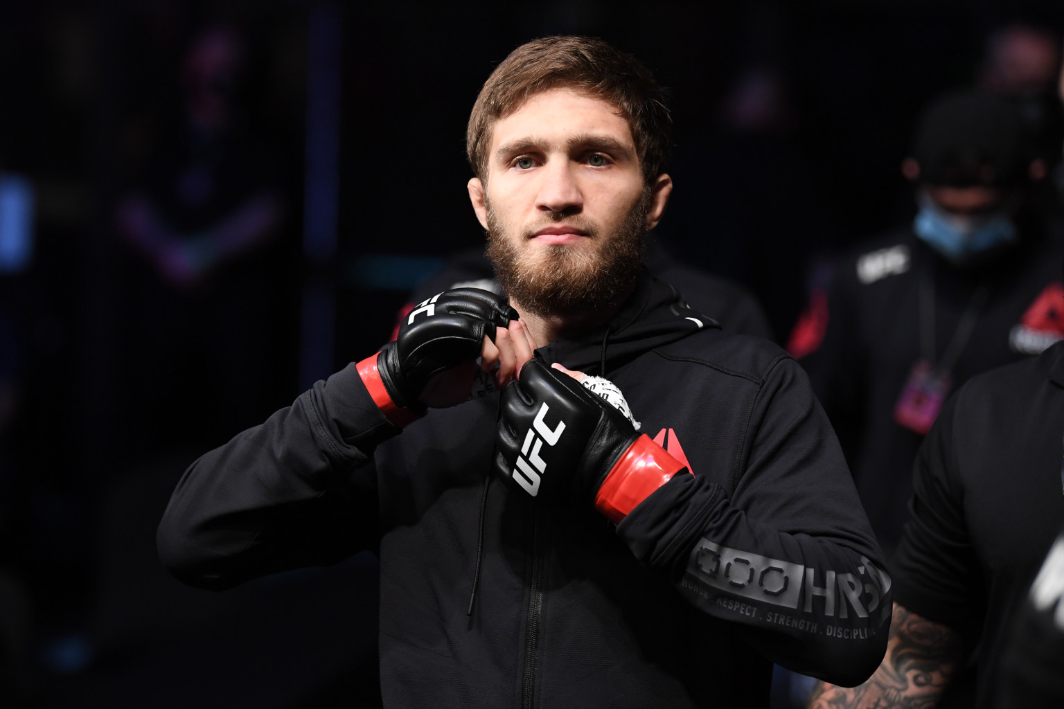 ABU DHABI, UNITED ARAB EMIRATES - OCTOBER 18:  Said Nurmagomedov of Russia walks to the Octagon prior to his bantamweight bout against Mark Striegl of Philippines during the UFC Fight Night event inside Flash Forum on UFC Fight Island on October 18, 2020 in Abu Dhabi, United Arab Emirates. (Photo by Josh Hedges/Zuffa LLC via Getty Images)